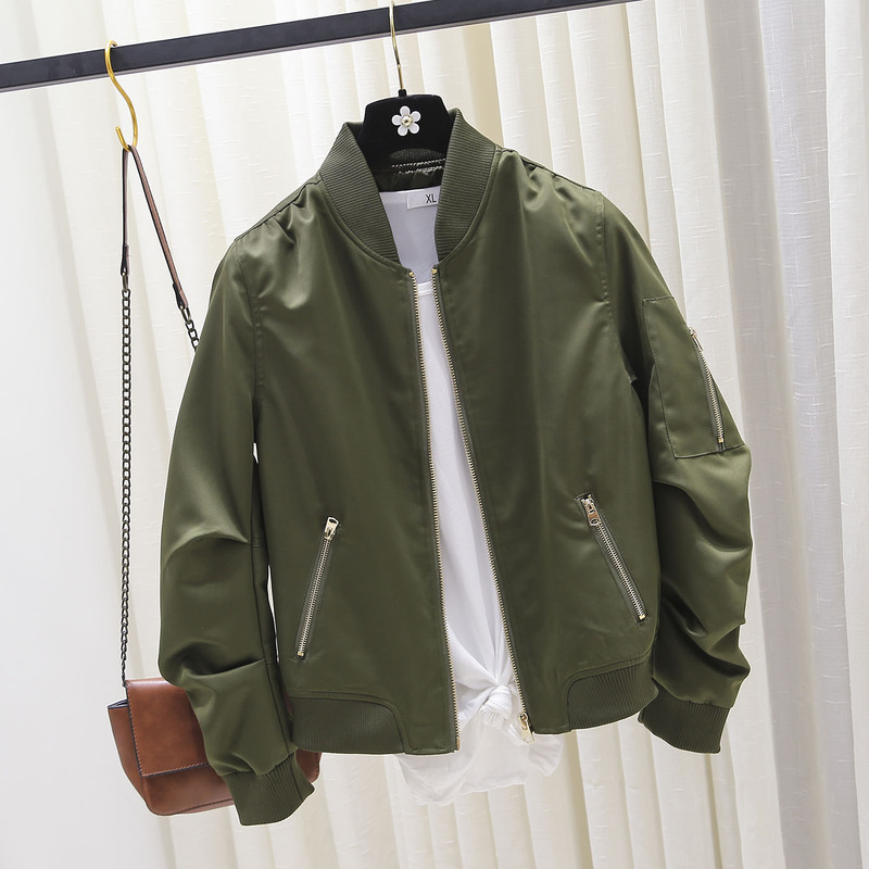 Korean Army Green Jacket for Women, New Autumn and Winter Bomber Baseball Jacket, Loose Bf Style, Thickened Short Cotton Jacket