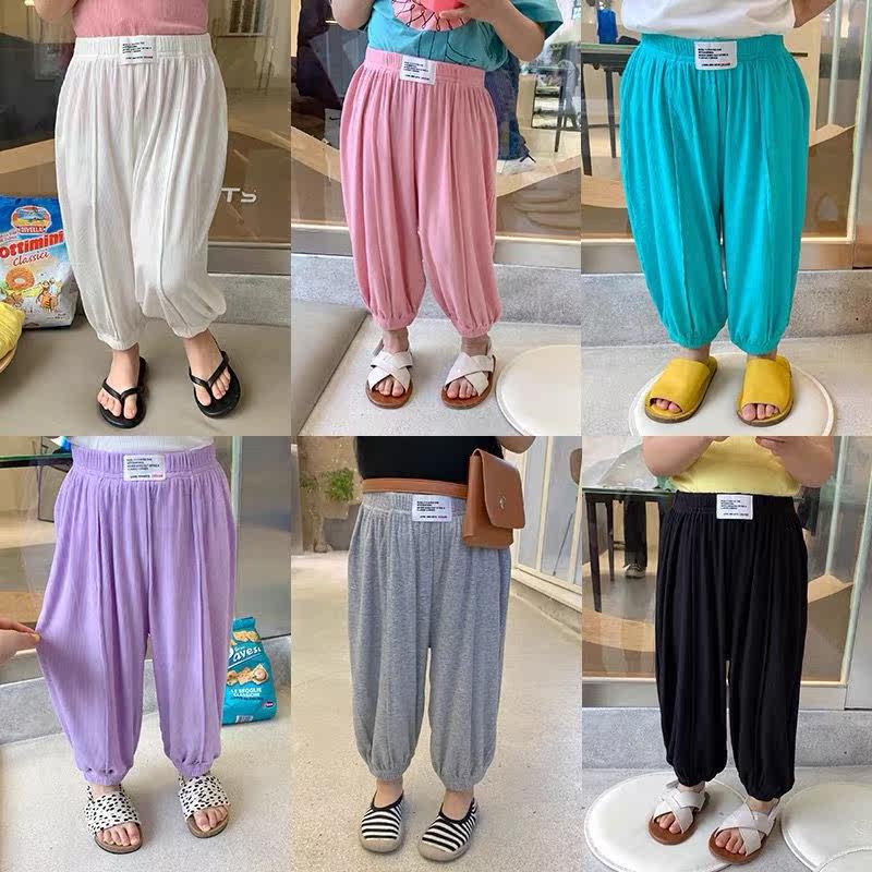 Children's cool modal anti-mosquito pants 2021 spring and summer new girls' house pants baby shaking pants bloomers trendy