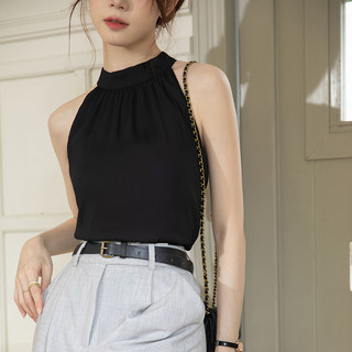 Halter Neck Sleeveless French Style Suit with Camisole Inside for Women to Wear Sexy Shoulder-Cut Gentle and High-End Top