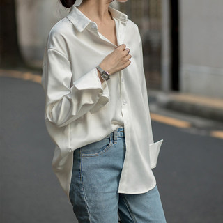 High-End Triacetate Silk Satin Women's Shirt 2025 Spring and Autumn New Long-Sleeved Top