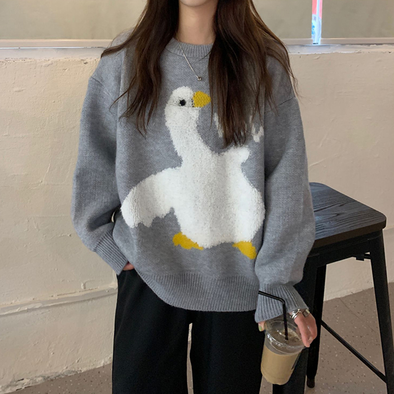 Cartoon 3D Little Duck Sweater for Women 2026 Autumn/Winter New Style Outerwear Lazy Style Thickened High-End Knitwear