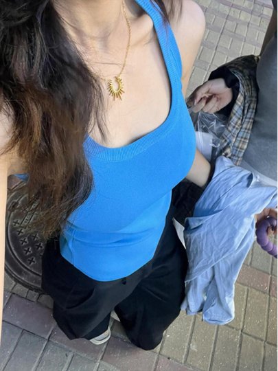 多巴胺泰式小众针织吊带背心女夏内搭遮副乳显瘦外穿无袖紧身上衣