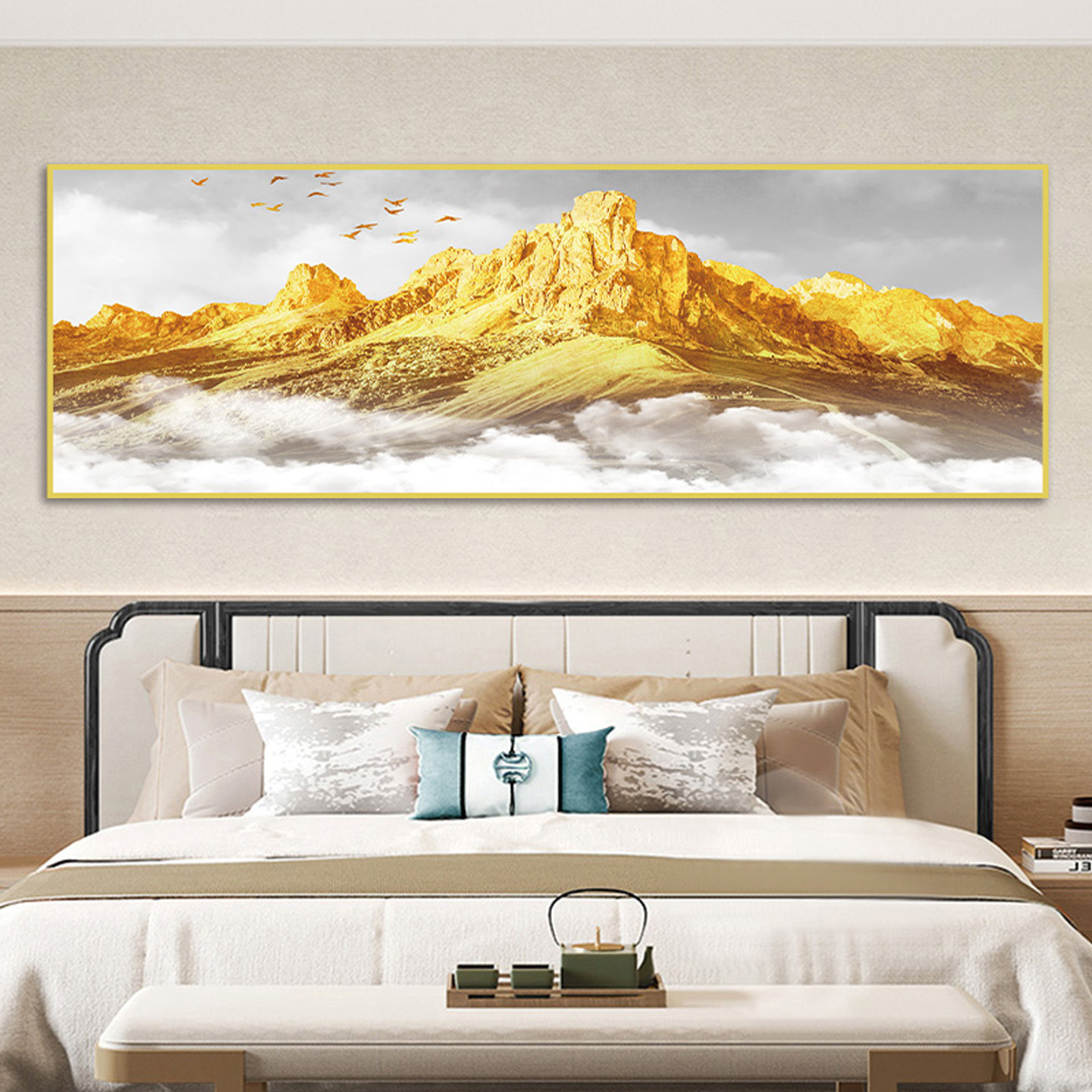 背有靠山客厅装饰画:打造现代简约靠山图,让沙发背景墙瞬间高级起来!🎨-国画-淘宝百科网