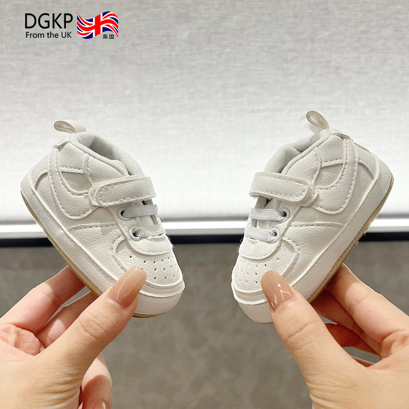Британская детская обувь для малышей DGKP на мягкой нескользящей подошве, коллекция 2025 года, зимняя модная детская белая обувь плюс бархатная теплая хлопчатобумажная обувь