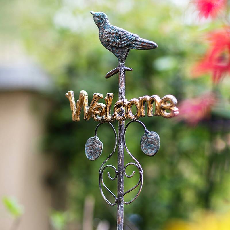 Shuhan Iron Bird Welcome Card Flower Placement Bell Ornament Retro Garden Villa Garden Landscape Decoration