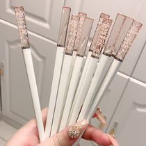Japanese MUJIΕAmber Cherry Blossom High-grade Alloy Chopsticks Non-Slide Japanese House