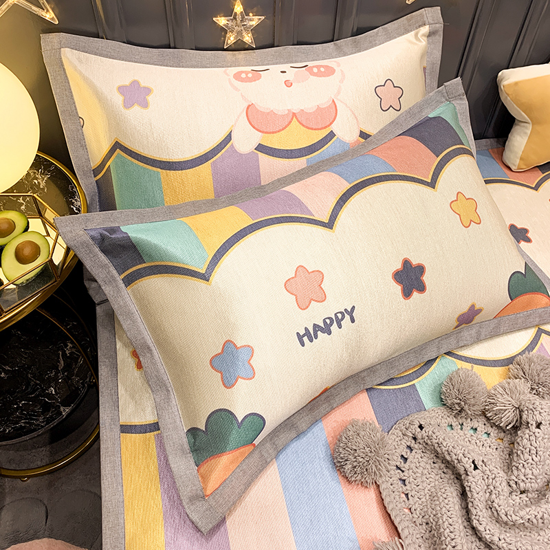 Mengjie Home Textile Summer Ice Silk Pillowcases A Pair Of Internet Celebrity Summer Double Large Pillowcases Children's Pillow Core