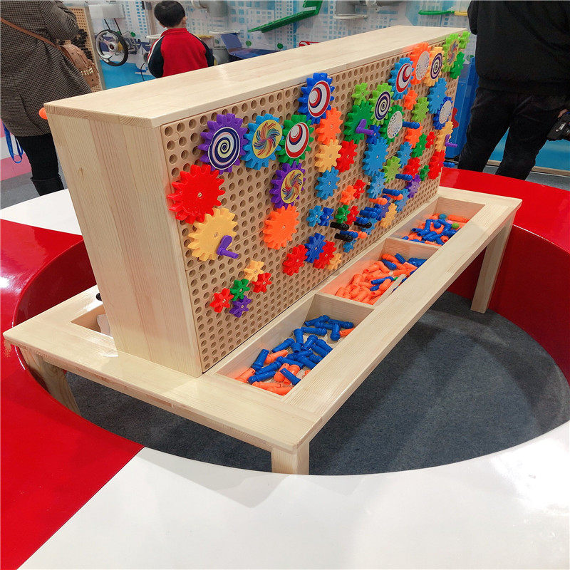 Kindergarten wooden rectangular square incorporates planks tables of pine wooden tables and puzzle plate holes