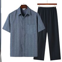 Hot Sell Summer Middle Aged Lining Clothes Men Suit Dad Casual Shirts Grandpa Dress Short Sleeve Summer Loose