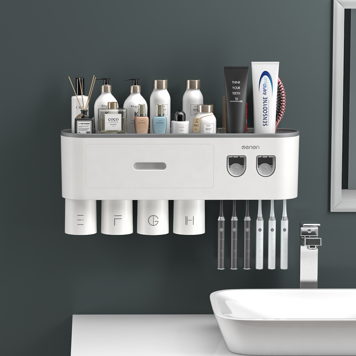 Toothbrush holder, no-hole mouthwash cup, toothbrushing cup, wall-mounted toilet, wall-mounted storage box, toothbrush set 