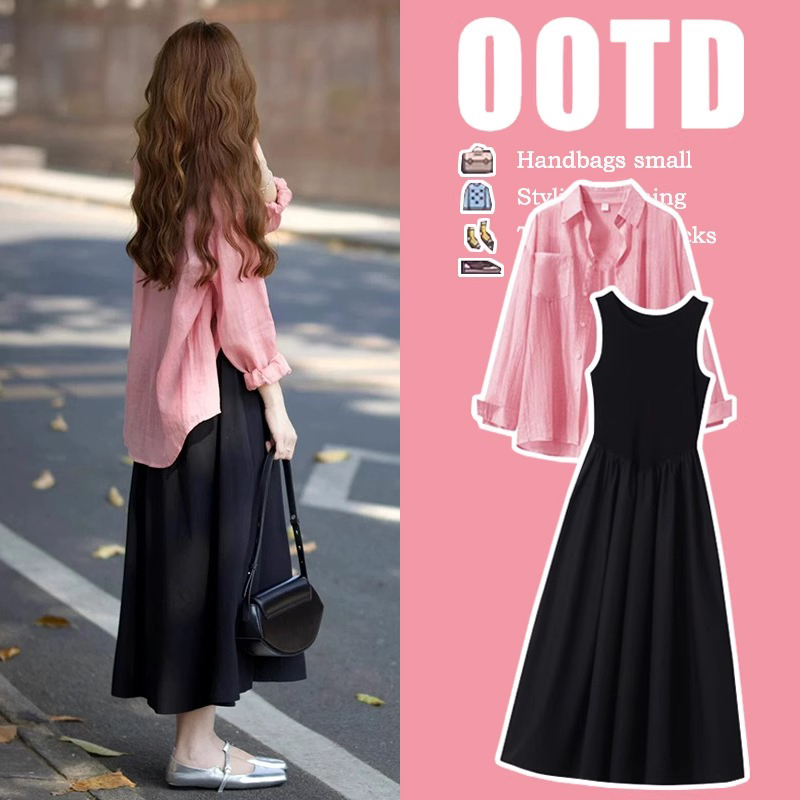 Maternity Dress, Summer Style, High-End Feel, 2026 New Style, Pure Cotton Shirt, Vest Dress, Lazy Style Suit, Summer Wear Maternity Dress, Summer Style, High-End Feel, 2026 New Style, Pure Cotton Shirt, Vest Dress, Lazy Style Suit, Summer Wear