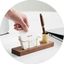Business card display stand black walnut business card holder desk business creative wooden solid wood business card box pen holder integrated