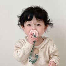 ins simple style pacifier anti-lost chain teether toy bite anti-lost chain with wooden clip anti-lost rope