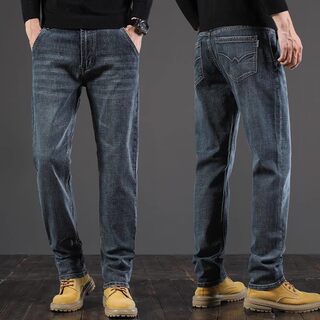 2026 New High-End Fleece-Lined Jeans for Men, Straight-Leg Loose Fit Men's Pants, Autumn and Winter Style, Xintang Middle-Aged Casual Pants
