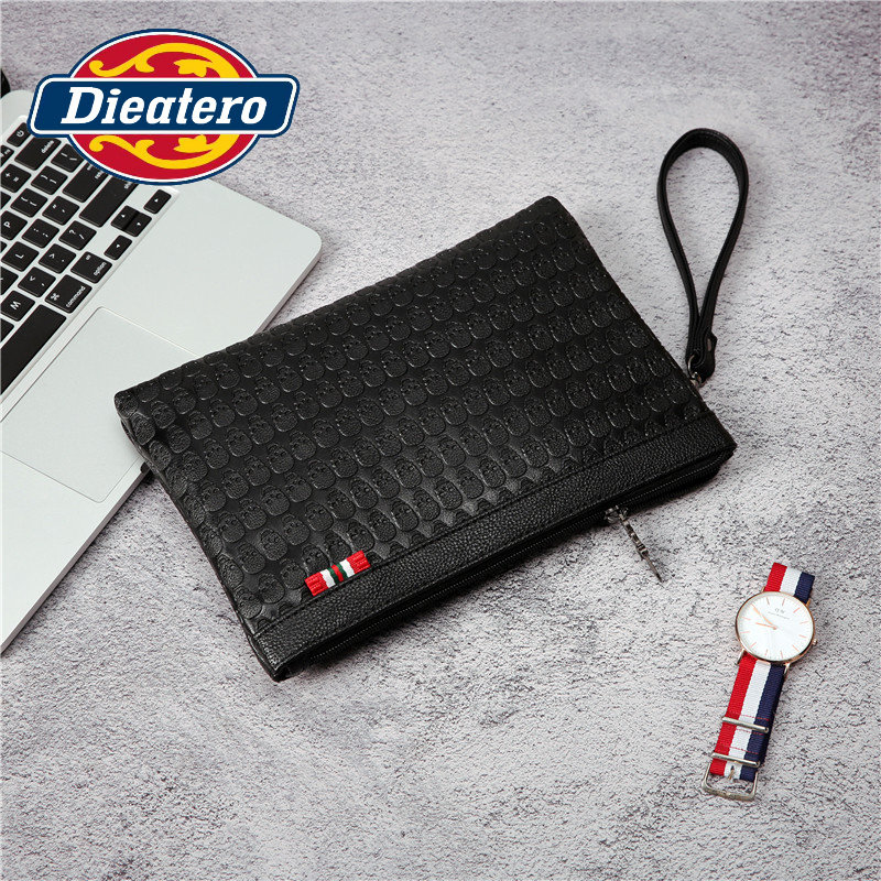 New Genuine Leather Hand Grab Bag Men's Large Capacity Men's Handbags Brands Business Genuine Leather Bull Leather Thin envelope Envelope Wallet