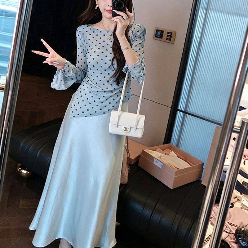 时尚波点防晒罩衫长袖T恤女2026夏季新款收腰显瘦百搭打底衫上衣