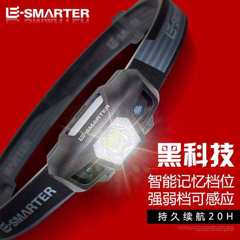 LED strong bald light Rechargeable super bright induction mini night fishing mine light Head-mounted lithium flashlight outdoor hernia