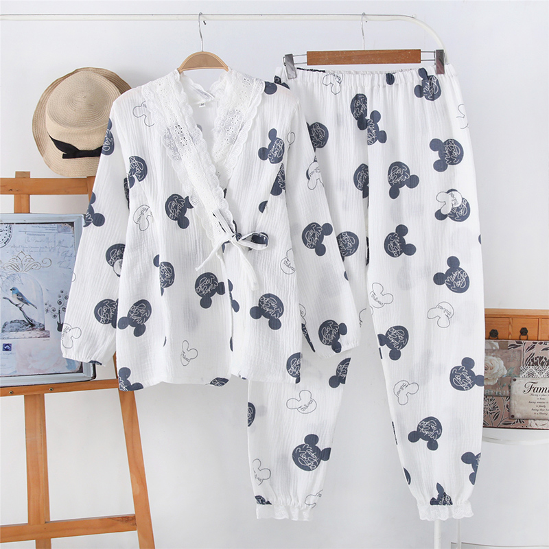 British pregnant women's pajamas pure cotton gauze after delivery in spring and autumn May 7 breastfeeding summer thin 4 breathable 6