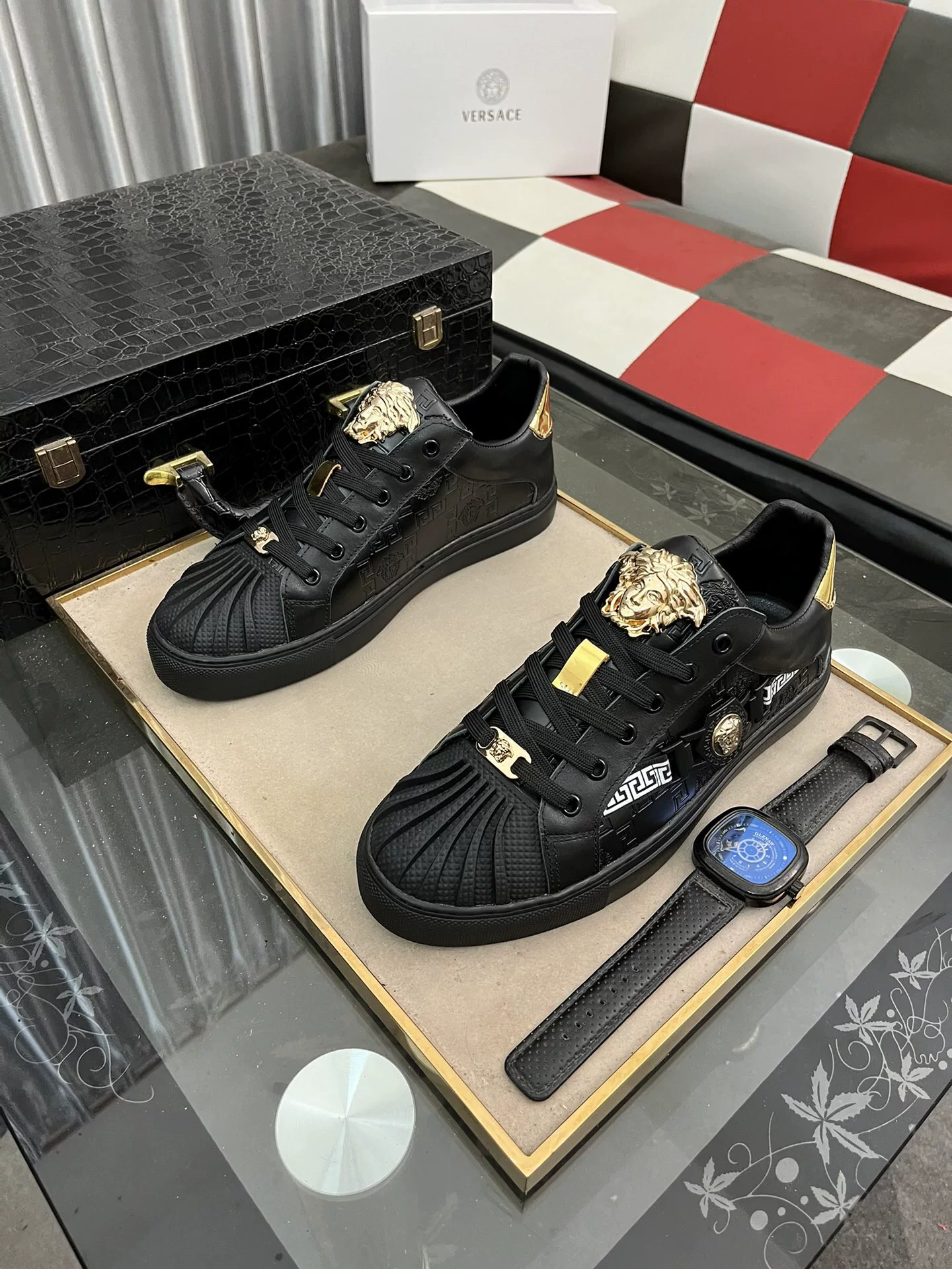 Европейская прямая почтовая покупка Versace Versace стиль сочетаемые низкие кеды роскошная тисненая мужская спортивная повседневная обувь