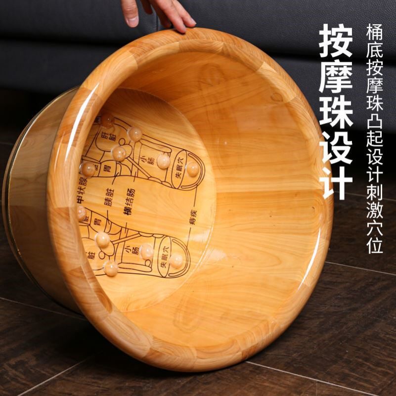 Wood Basin Wash Foot Basin Big Old Bubble Feet Barrel Home Thickening Massage Barrel Foot Bath Feet Bath for older people washing your feet