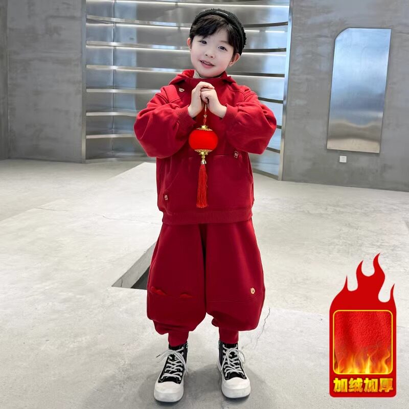 Boomer Boy Suit Dragon Year New CUHK Children Red Festive for Chinese Lunar New Year Chinese Wind Cavet New Year's New Year's Eve suit-Taobao