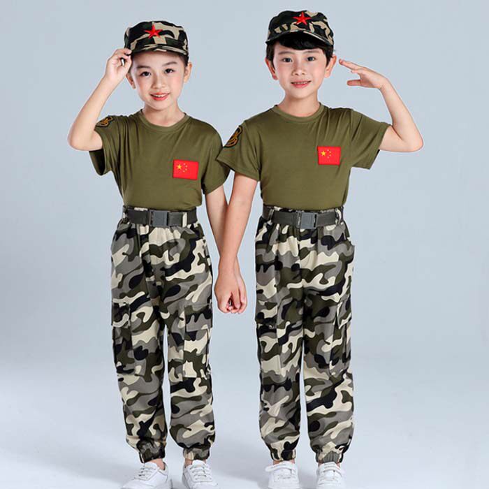 Primary and secondary school students camouflage clothing children's military training suit new short-sleeved shorts summer camp clothing kindergarten military training