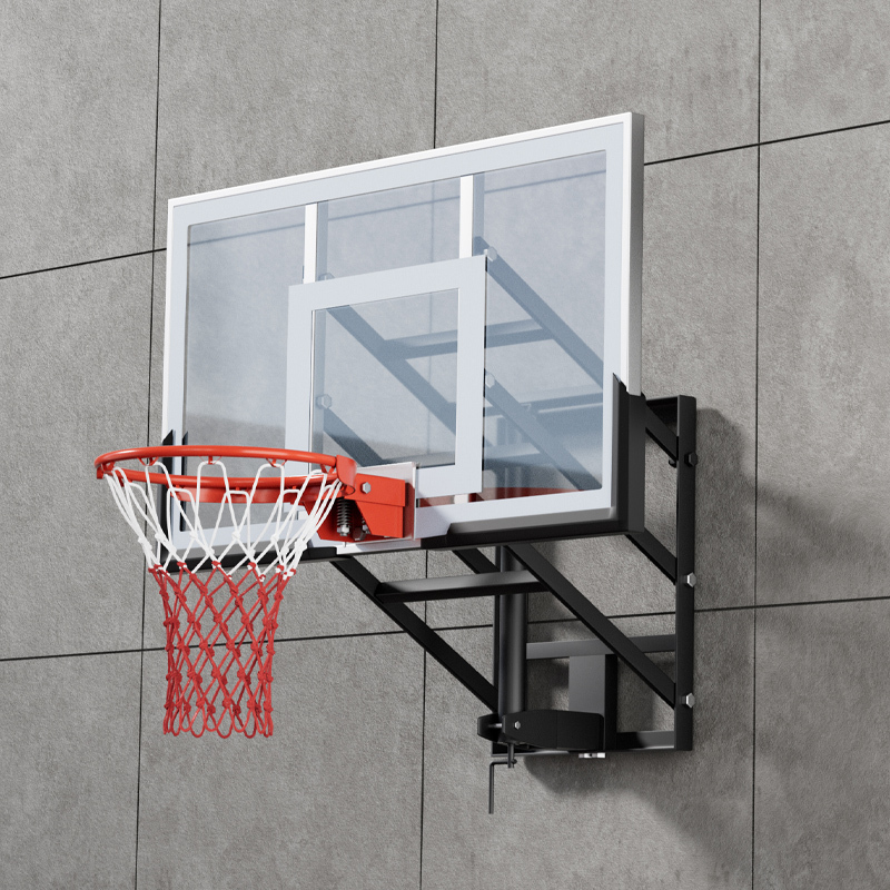 Adult Wall-Mounted Basketball Hoop with Manual Lift, Adjustable Backboard for Training, Outdoor Electric Lift Basketball Hoop, Indoor Basketball Stand