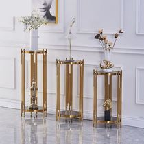 Marble Flower Shelf Light Lavish Living Room Titanium Gold Shelf TV Cabinet Next To Floor Type Pendulum balcony Flower Pots Shelf