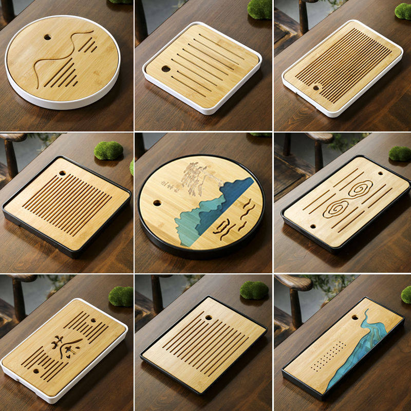 Japanese-style simple melamine bamboo small tea tray household water storage square tray Kung Fu tea set small tea table dry tea tray
