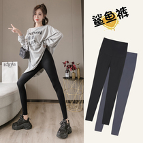 Shark pants womens autumn and winter wear tight-fitting belly-raising butt-lifting yoga Barbie pants seamless pants black slimming leggings