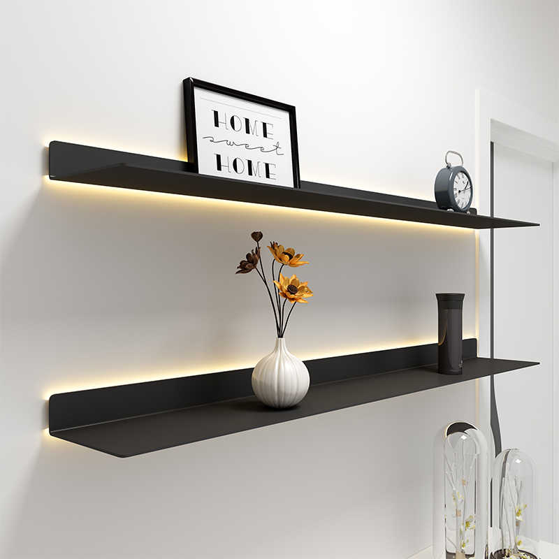 Simple Wall-Mounted Display Shelf with Light, Decorative Partition for Living Room, Figurine Shelf, Bookshelf, Storage Rack