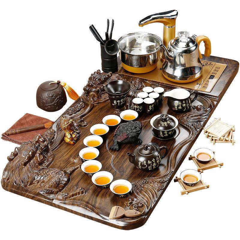 High-end Delivery Courtesy Kung Fu Purple Sand Tea Set Suit Tea Tray Fully Automatic Integrated Tea Desk Home Whole Set Brief Modern Bubble-Taobao