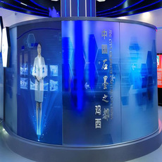 ar设备 3d虚拟迎宾交互感应互动屏投影数字展厅滑轨屏厂家数字人全息屏