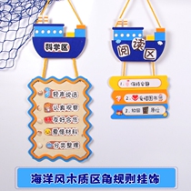 Ring-wound Kindergarten China Wind regional card Senteal marine wind hanging decoration Rules card area Corner Entrance area Card Hanging logo