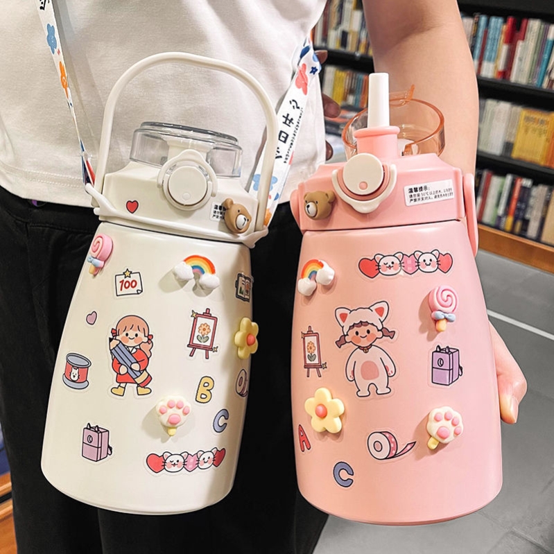 Large belly water glass insulated cup female tennis red 2021 new creative large capacity 600ml start high school students