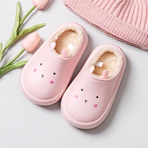 Stomaty feeling child cotton slippers wool autummy winter baby indoor waterproof anti-slip bag heel shark thick bottom warm home