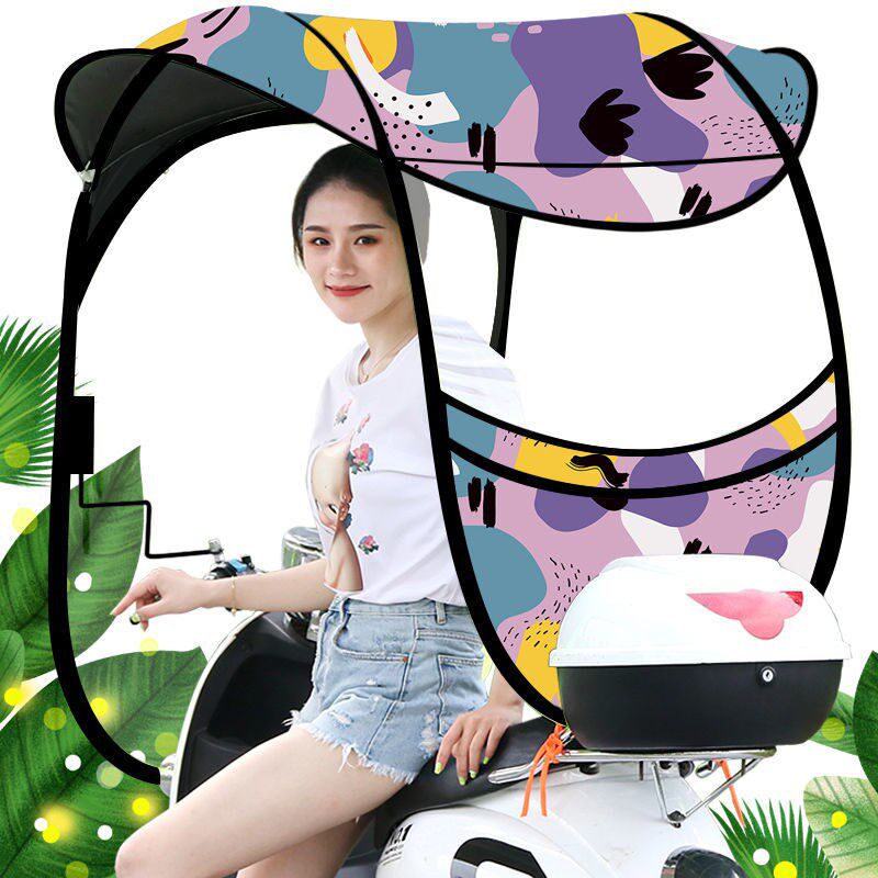 Electric car shed canopy rain-proof new thickened battery motorcycle transparent sunscreen windshield sunshade umbrella canopy