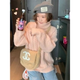 Демисезонный длинный синий трикотажный свитер