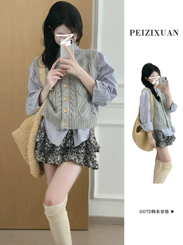 Рубашка, трикотажный осенний жилет, демисезонная майка топ, свитер, французский стиль, 2025 года