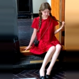 Красная летняя кукла, небольшая мини-юбка, французский стиль, кукольный воротник, подходит для подростков, свободный крой