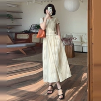 [Абрикосовая полосатая юбка] [Популярный стиль летнего солнцестояния/Роскошь морского курорта и пляжа/Летние наряды 2025 года, самый популярный стиль этого года/Цельное платье/Летняя красота и красота/Посещение важных мероприятий/Банкеты/Маленькие люди]