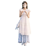 Белое летнее платье, длинная юбка, французский стиль, изысканный стиль, подходит для подростков