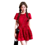 Красная летняя кукла, небольшая мини-юбка, французский стиль, кукольный воротник, подходит для подростков, свободный крой