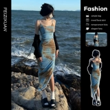 Летнее пляжное платье, юбка, эффект подтяжки, подходит для подростков, французский стиль, с акцентом на бедрах