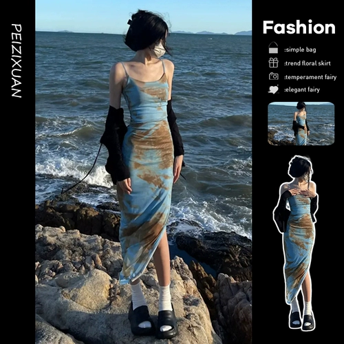 Летнее пляжное платье, юбка, эффект подтяжки, подходит для подростков, французский стиль, с акцентом на бедрах