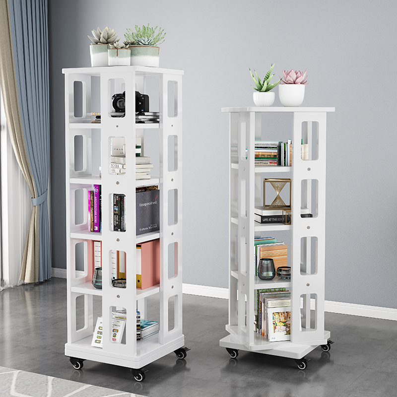 Nordic Solid Wood Bookshelves 360 Degrees Rotatable Bookshelves Shelf Modern Minima Small Bookcase Containing Deck Shelf