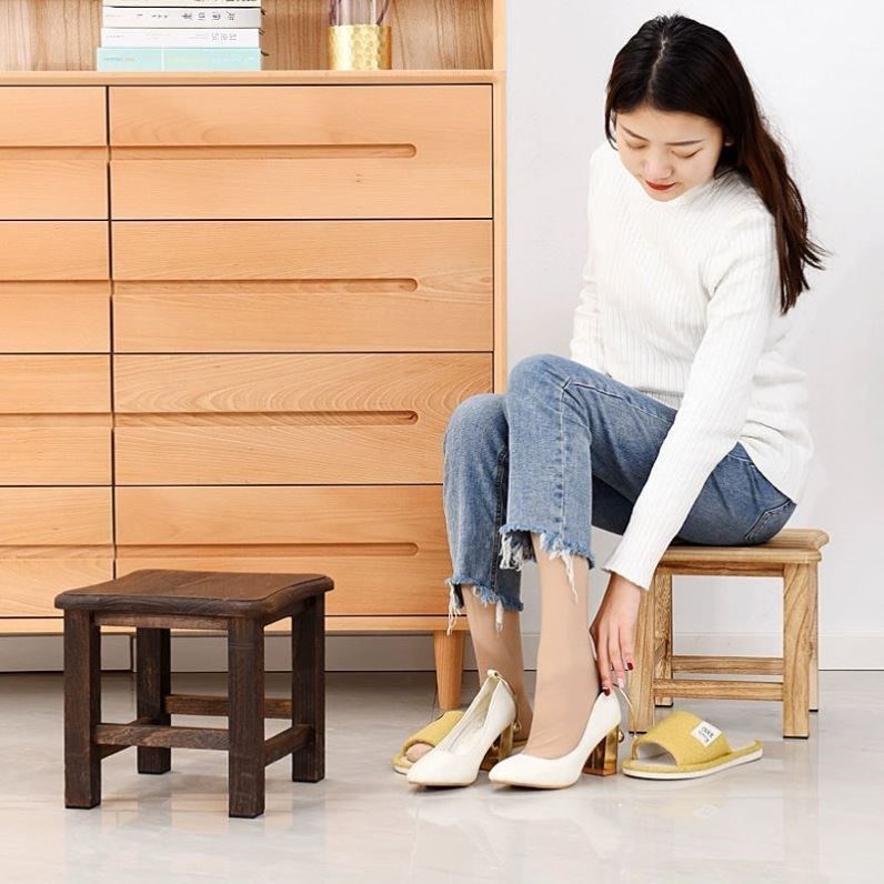 Solid wood stool home adult living room creative wooden stool changing shoe stool coffee table stool children's small stool living room low