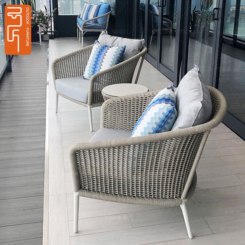 Outdoor rattan chair sofa outdoor aluminum alloy waterproof sunscreen courtyard hotel terrace rattan furniture leisure rattan sofa