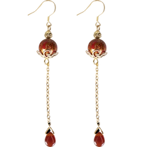 donguan Dongguan lacquer earrings lacquerware jewelry womens earrings temperament retro Chinese style exquisite personality Florian orchid