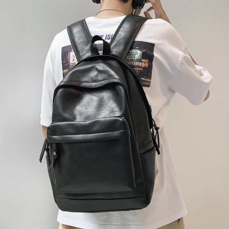 Champion School Bag Female Han Edition High School College Student Retro PU Cortex 100 Lap Double Shoulder Bag Large Capacity Men's Tidal-Shoulder Bag
